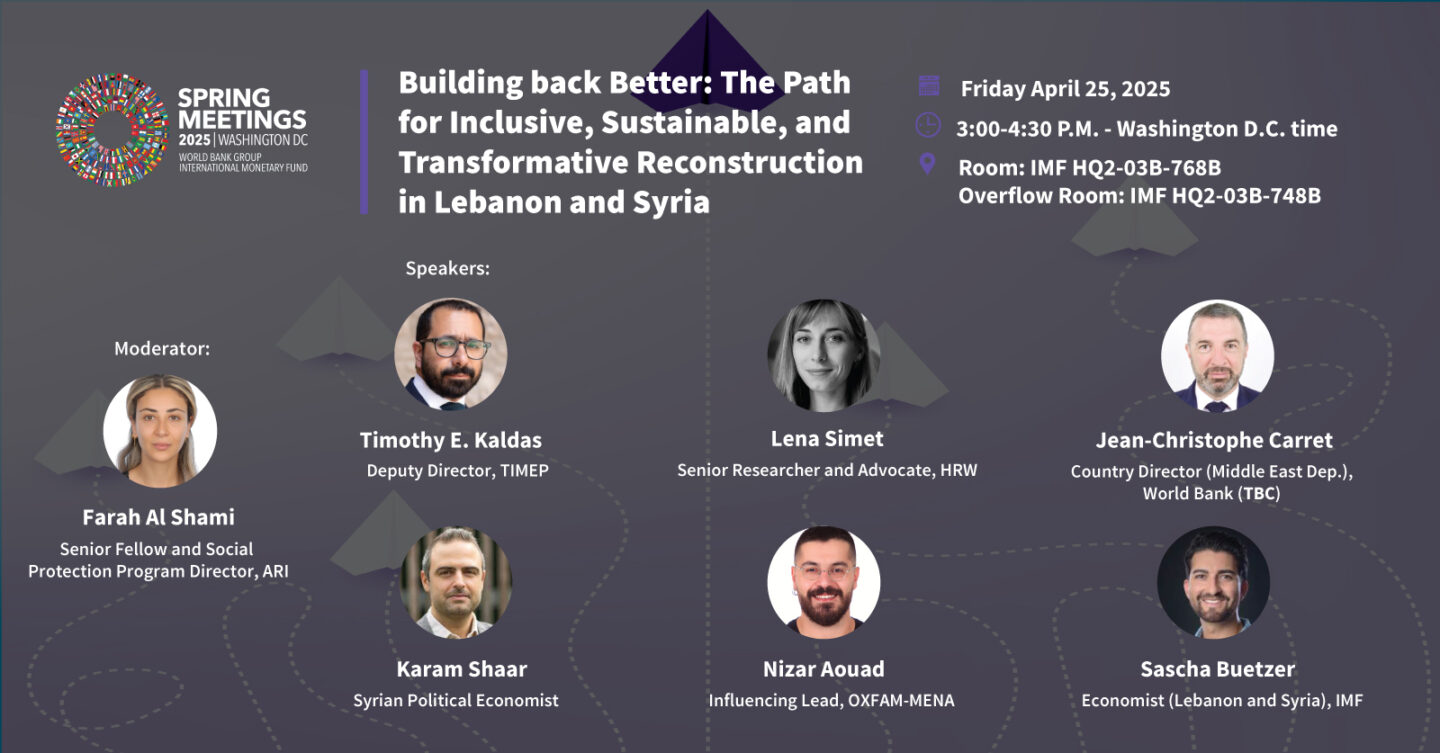 Building back Better: The Path for Inclusive, Sustainable, and Transformative Reconstruction in Lebanon and Syria